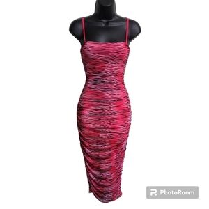 I.AM.GIA Pink Poison Zebra Stripe Bodycon Open Back Dress NWT